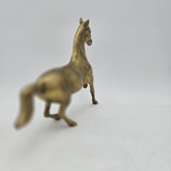 Vintage Brass Galloping Horse Statue Rich Gold Tone Running Horse Figurine 7x10 - Picture 5 of 14